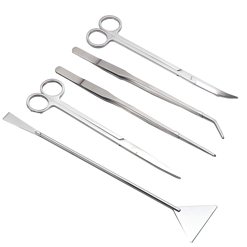 Aquatic plant tweezers, scissors, cross-border stainless steel clips, sand scraper, algae scraper, fish tank landscaping tool set Item Picture