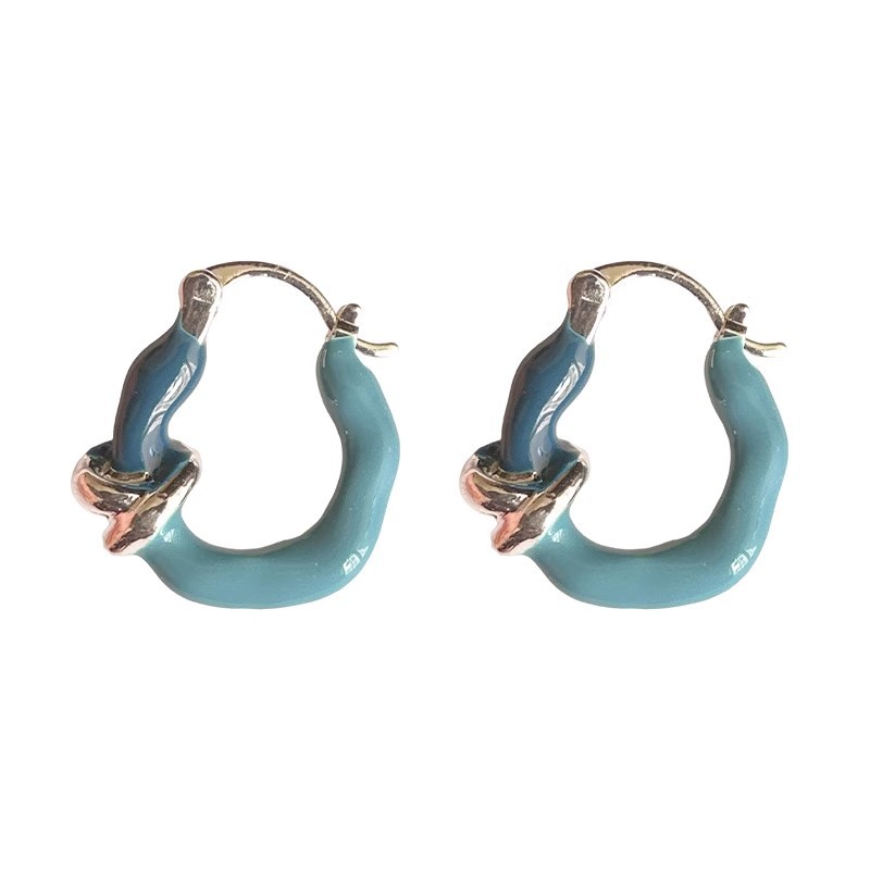 Sweet and cool daily summer gradient color circle ear loops, women's design sense, niche ear loop earrings, unique and sweet earrings Item Picture