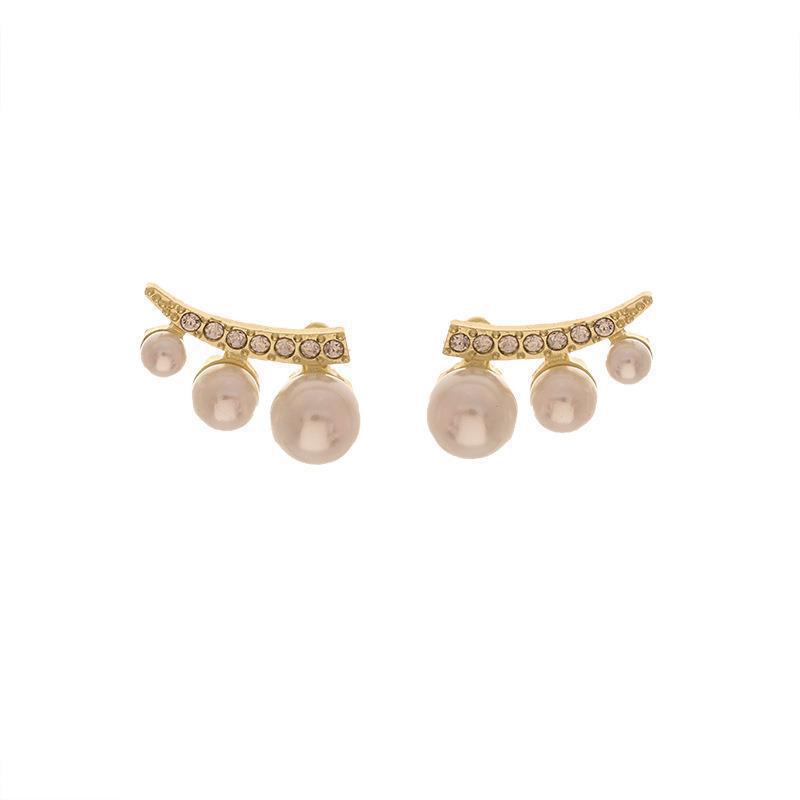 S925 Silver Needle Korean pearl Stud earrings in a cold and simple style for women, small and anti-allergy, light luxury and niche design Item Picture