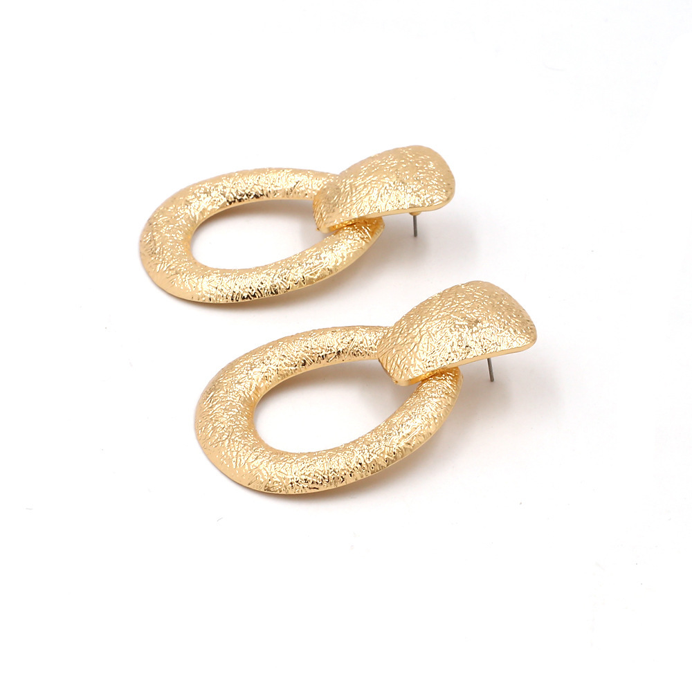 European and American simple golden teardrop-shaped earrings, new alloy street style earrings and earrings, cross-border accessories manufacturer in stock details Picture