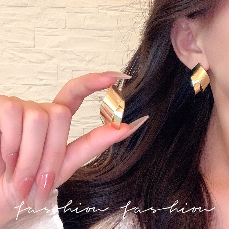 Unique geometric twisted metal piece earrings in the cold style of European and American Instagram, a 2025 bestseller, high-end stud earrings for women details Picture
