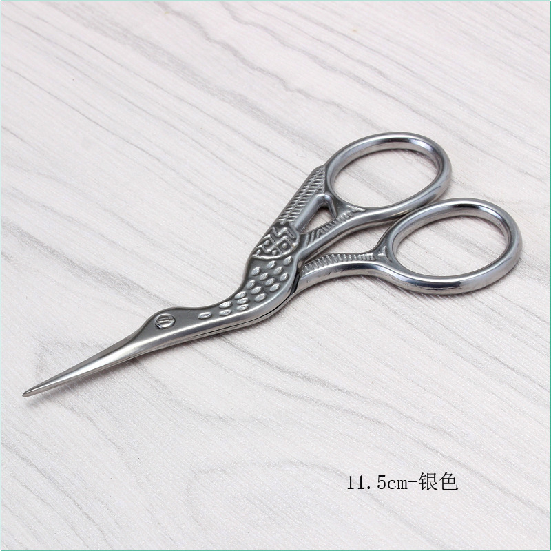 Stainless steel gold-plated crane type yarn scissors, tea ceremony tea bag scissors, cross-stitch hand-cut sewing head scissors undefined