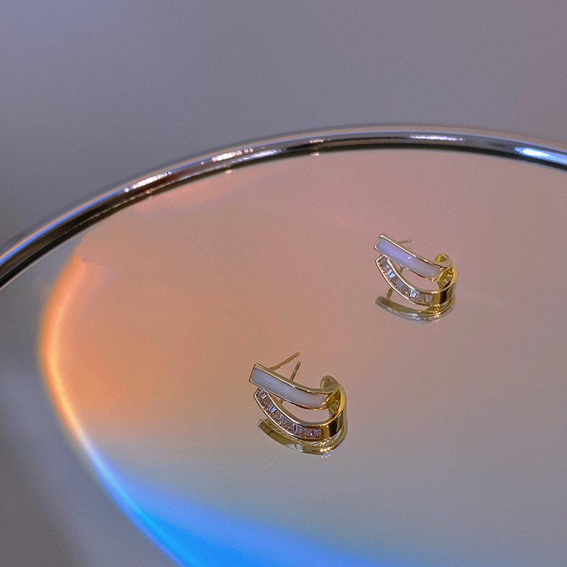 The super sparkling zircon earrings from Dongdaemun, South Korea, are a trendy bestseller for women with a high-end feel. They are light luxury and versatile stud earrings with a cool style Application Scenario