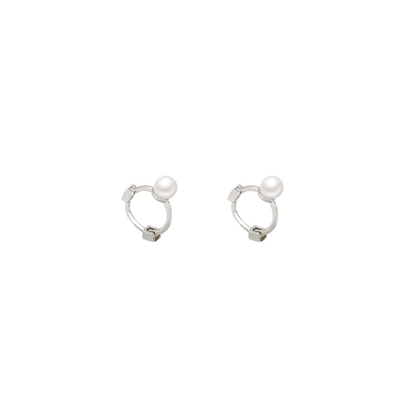Korean version 925 silver needle pearl stud earrings, ear loops, women's ear rings, simple and compact commuter earrings, 2023 new style Item Picture
