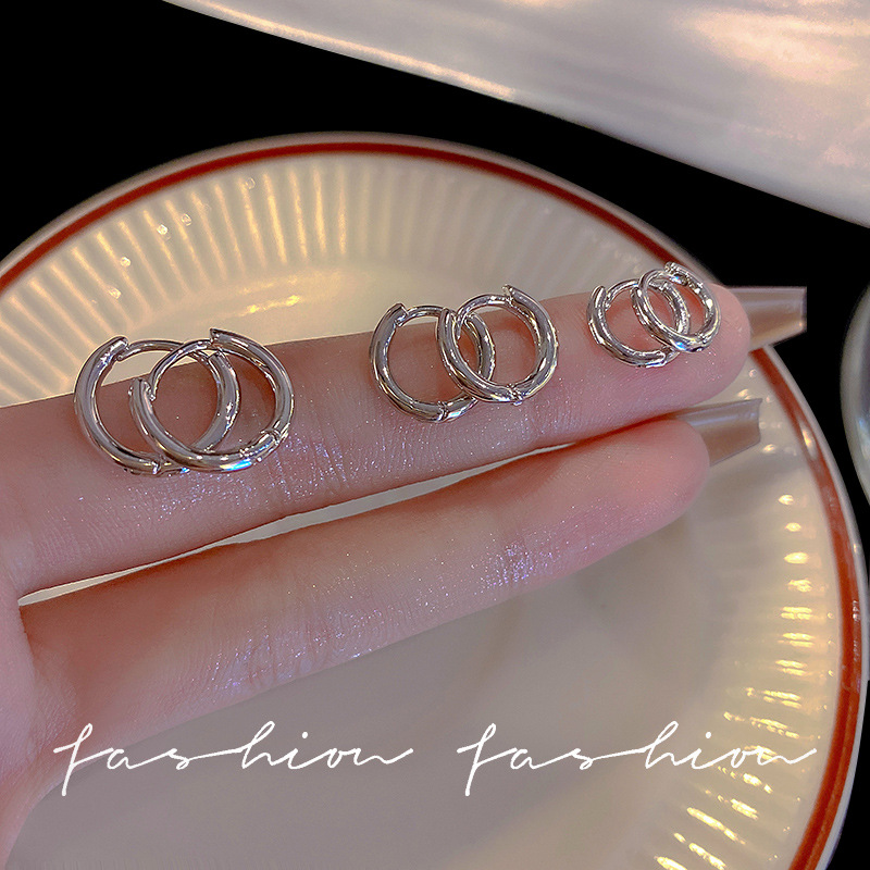 s925 Silver needle, compact and simple, smooth ear rims, niche design, high-end ear buckles, no need to remove and maintain your ears while sleeping details Picture