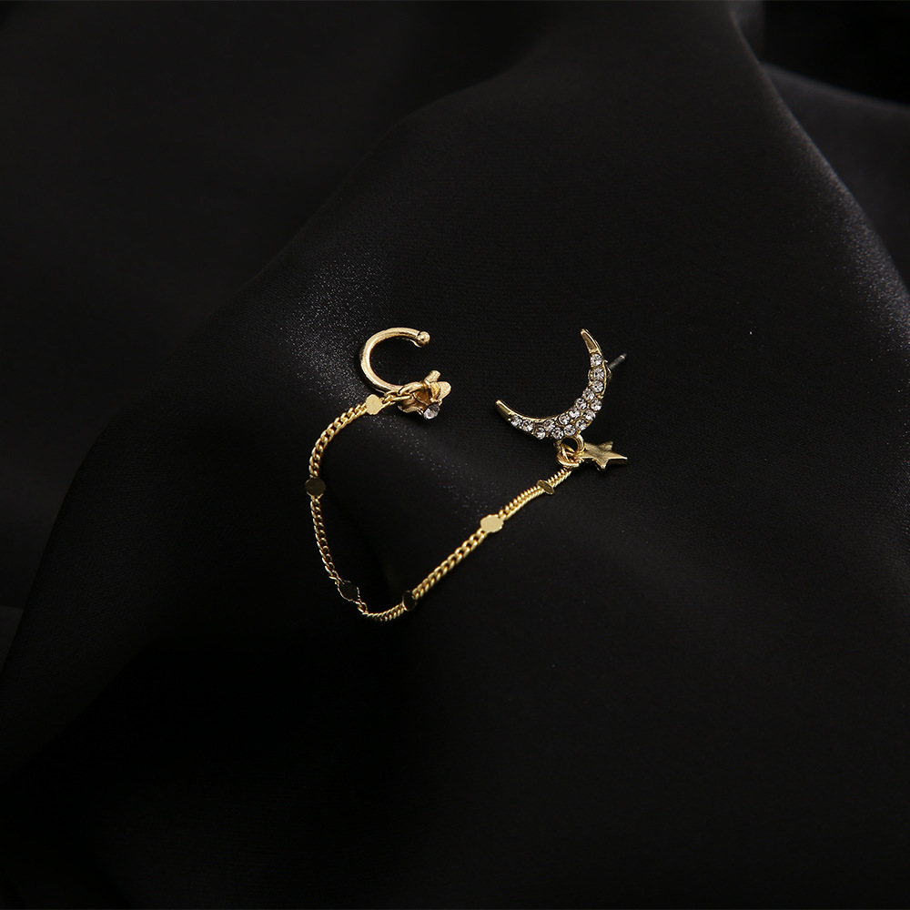 European and American cross-border simple star moon ear bone clips, ins niche design, new trendy and individual, internet-famous ear hangers, creative ear studs full figure