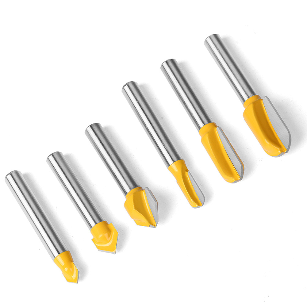 6-piece set of 3V+3 deep round bottom knife, slotting knife, corner folding knife, woodworking milling cutter, slot knife, trimming machine milling cutter Application Scenario