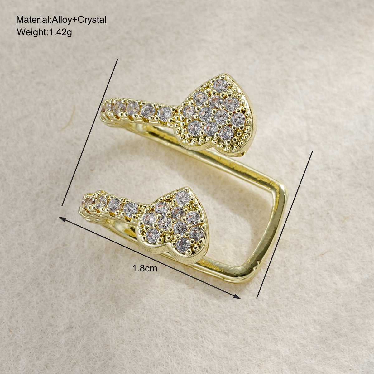 Cross-border best-selling diamond-shaped heart ear clips, no ear piercings, women's unique and elegant, simple double-layer star ear bone clips, ins style details Picture