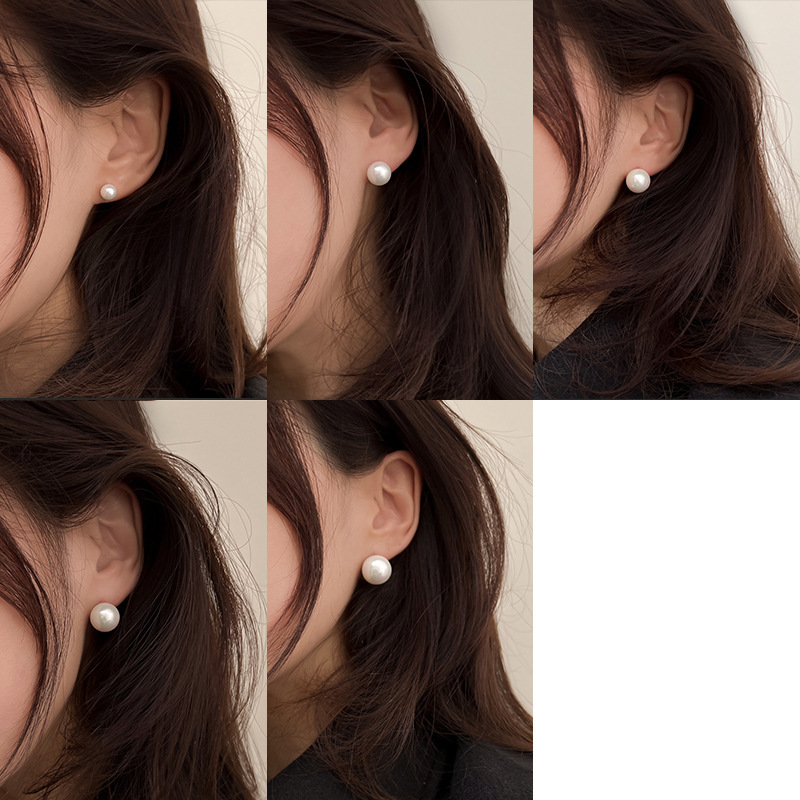Minimalist and cold style pearl stud earrings for women, French retro Hepburn style, simple and versatile, elegant earrings, internet-famous earrings Specification drawing