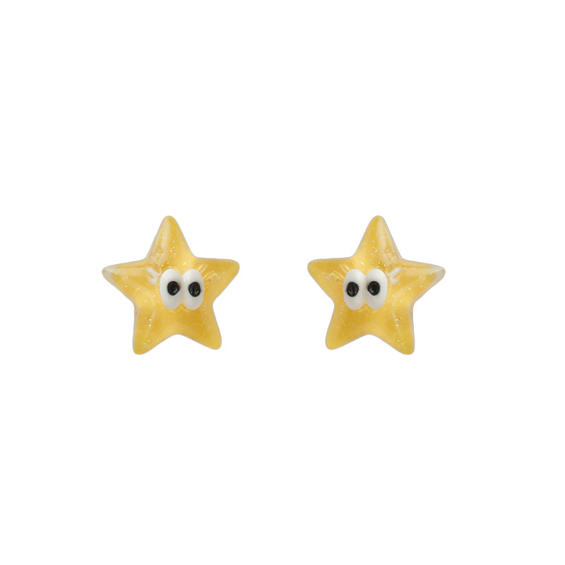 Five-piece set of flower star stud earrings for girls, cute and quirky cloud heart earrings, small, exquisite and unique design earrings Item Picture