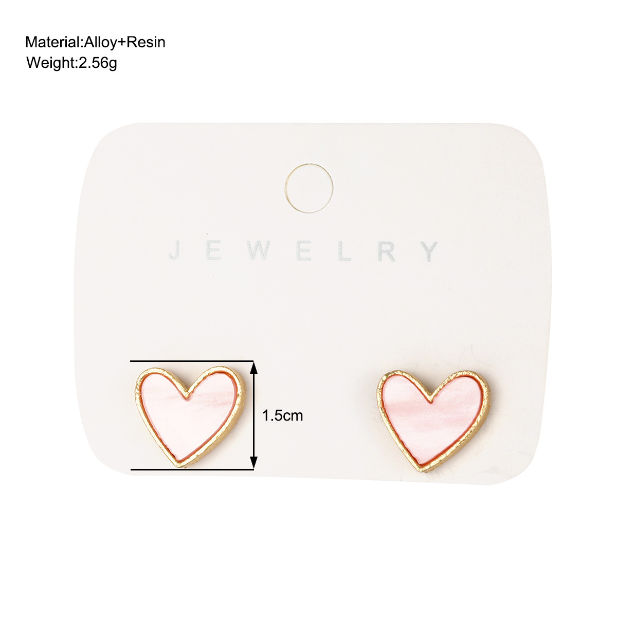 Cross-border creative, simple and elegant pink and blue heart-shaped stud earrings, small and exquisite, high-end and niche heart-shaped earrings details Picture