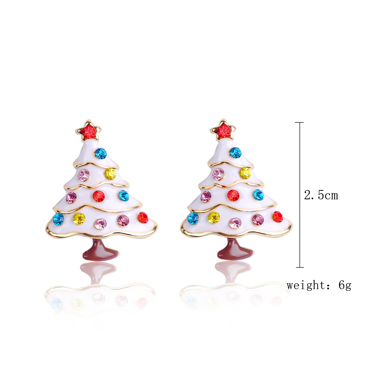 Cross-border jewelry, diamond-encrusted jewelry, Christmas stud earrings, women's earrings, multi-color fashionable European and American stud earrings Specification drawing