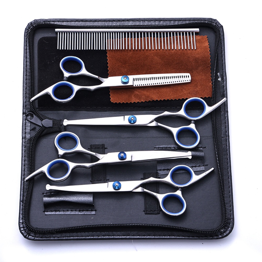Pet grooming scissors set, split color flat scissors, upper and lower curved fishbone, cat and dog grooming and hairdressing pet scissors Specification drawing