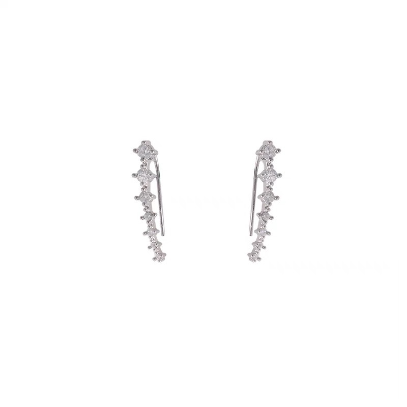 Crescent-shaped diamond Zircon ear bone clips, no ear piercings, women's 2025 new bestseller, high-end, versatile and fashionable ear studs Item Picture