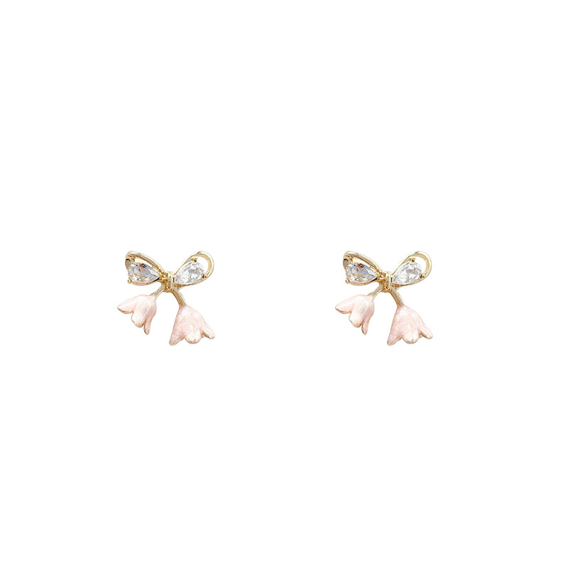 s925 Silver needle simple chanel-style bow stud earrings, elegant ins super fairy-like flower earrings, fashionable and individual earrings Item Picture