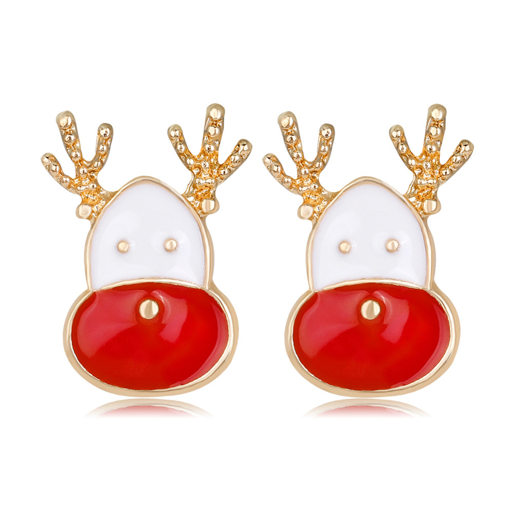 S925 Silver Needle, a popular and fashionable Christmas reindeer earrings and alloy oil animal earrings for export, is in stock full figure