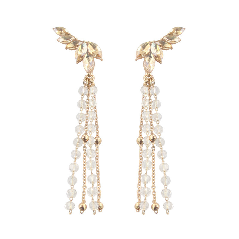 Angel Wings Long tassel Earrings s925 Silver needle Earrings, a unique, exaggerated and fashionable new style for trendy girls Item Picture