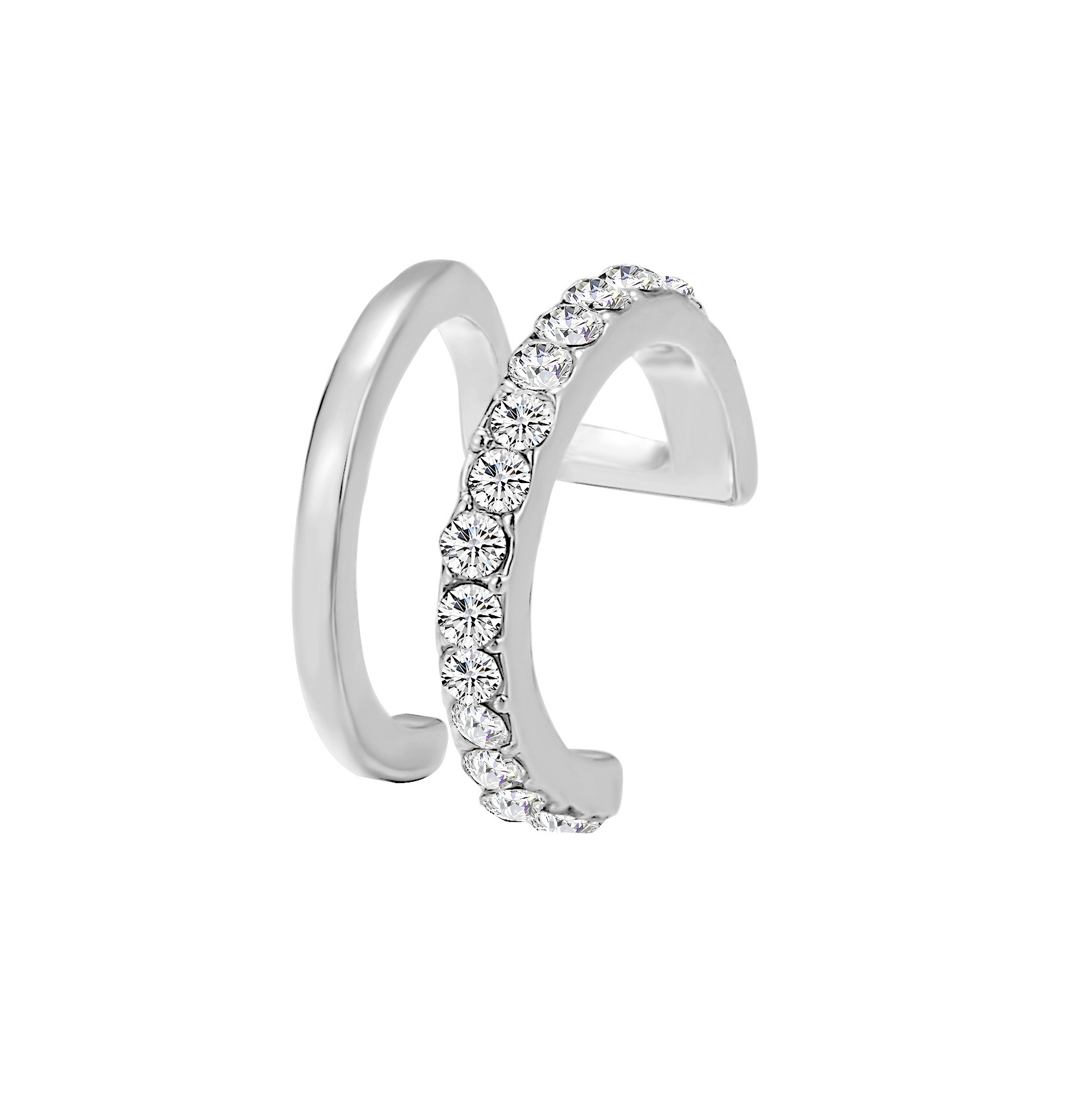 Wholesale of popular cross-border best-selling simple line dot diamond double c ear bone clips from Europe and America, personalized double-layer U-shaped ear clips without ear holes details Picture