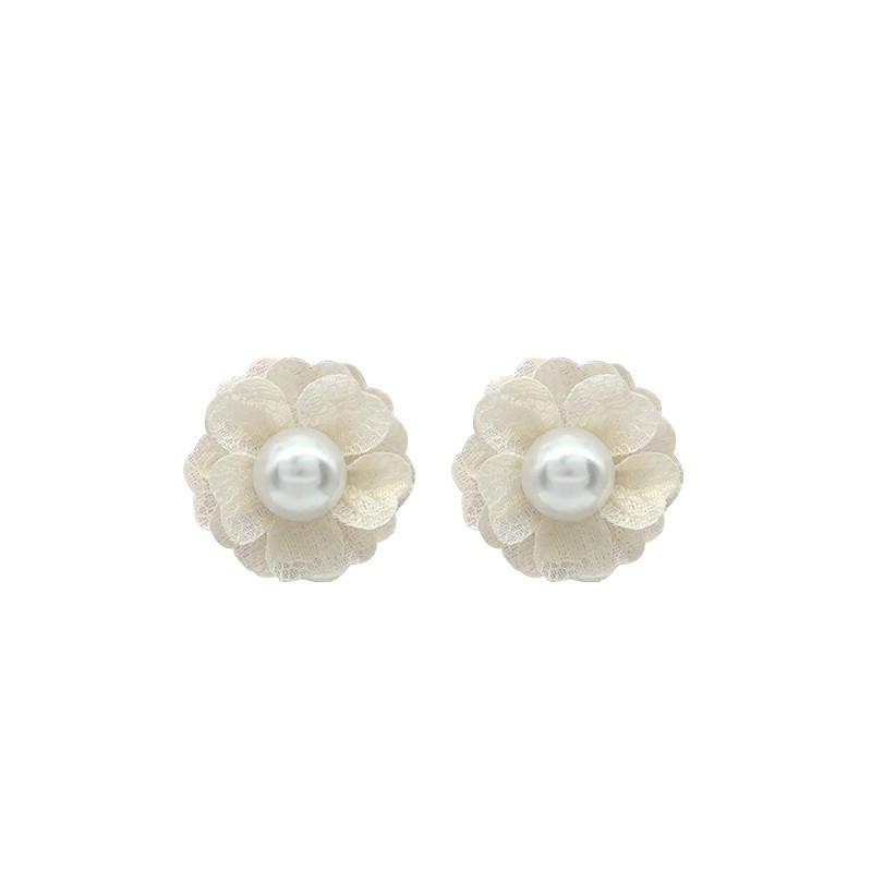 Super ethereal flower earrings, 2025 new bestseller stud earrings, women's high-end mesh fabric niche design earrings and pendants Item Picture