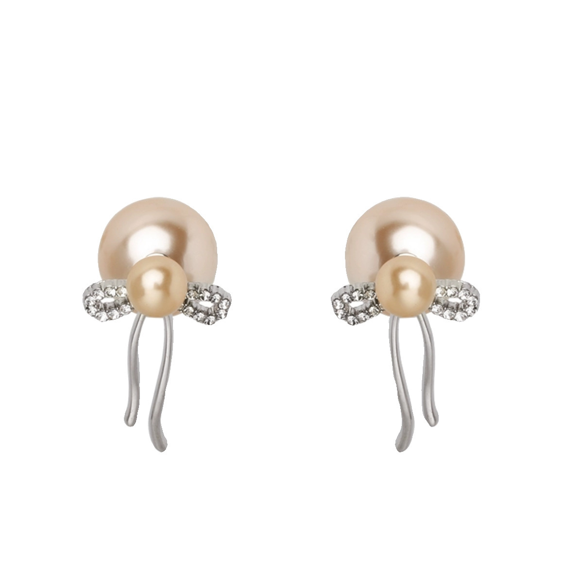 A unique and off-the-beaten-path French retro long tassel earrings and earrings for women with two bow grey pearl earrings Item Picture