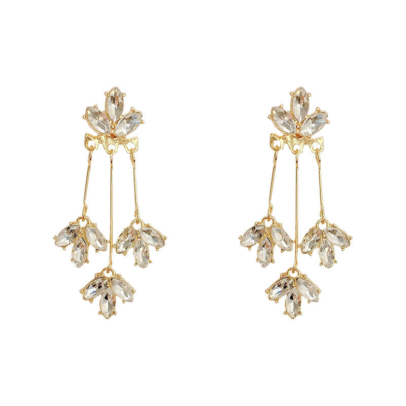 s925 Silver needle retro French style tassel earrings, women's light luxury and high-end feel, leaf stud earrings, Instagram influencer earrings Item Picture