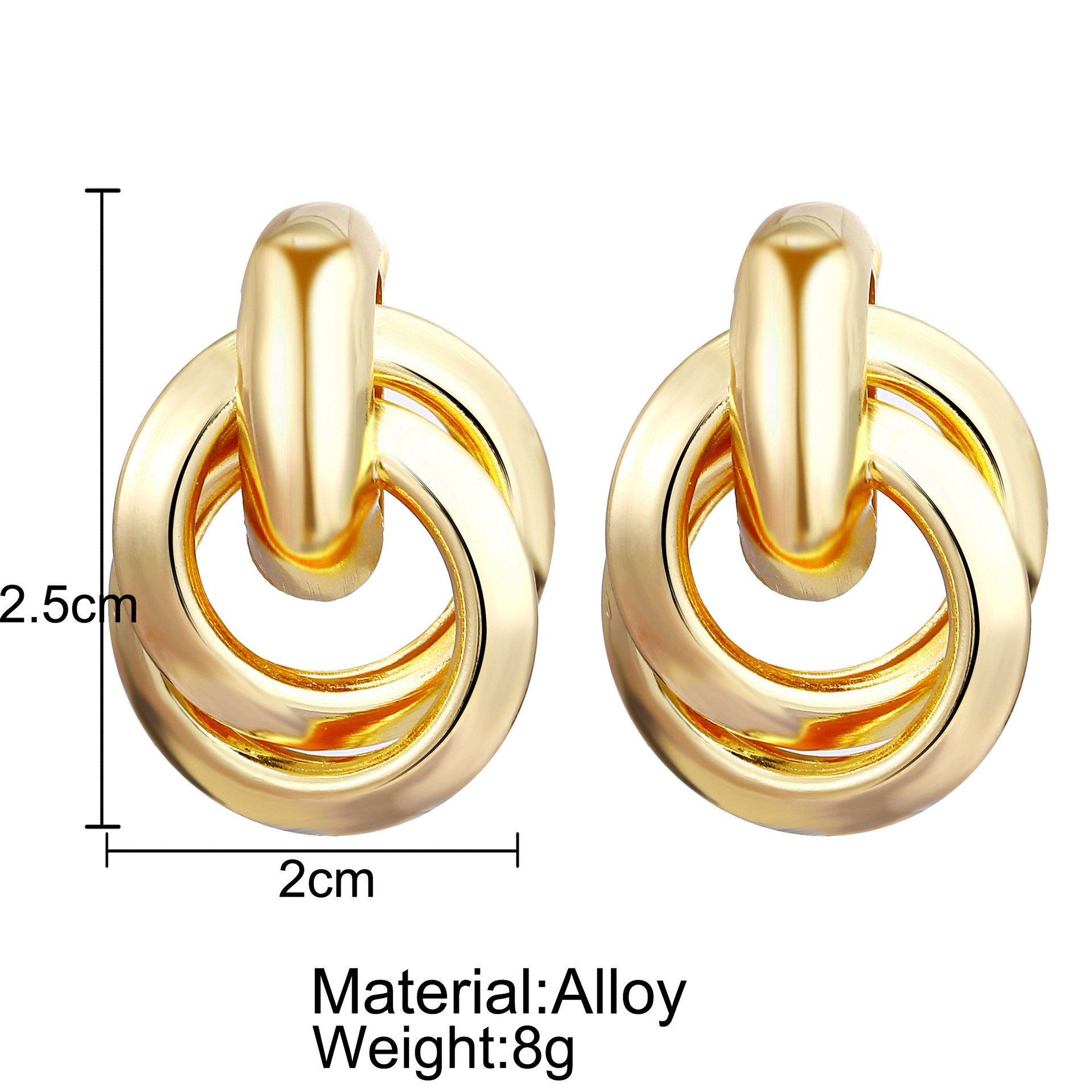 New European and American fashion geometric stud earrings, stainless steel pins, retro ring earrings, popular metal style earrings for women details Picture
