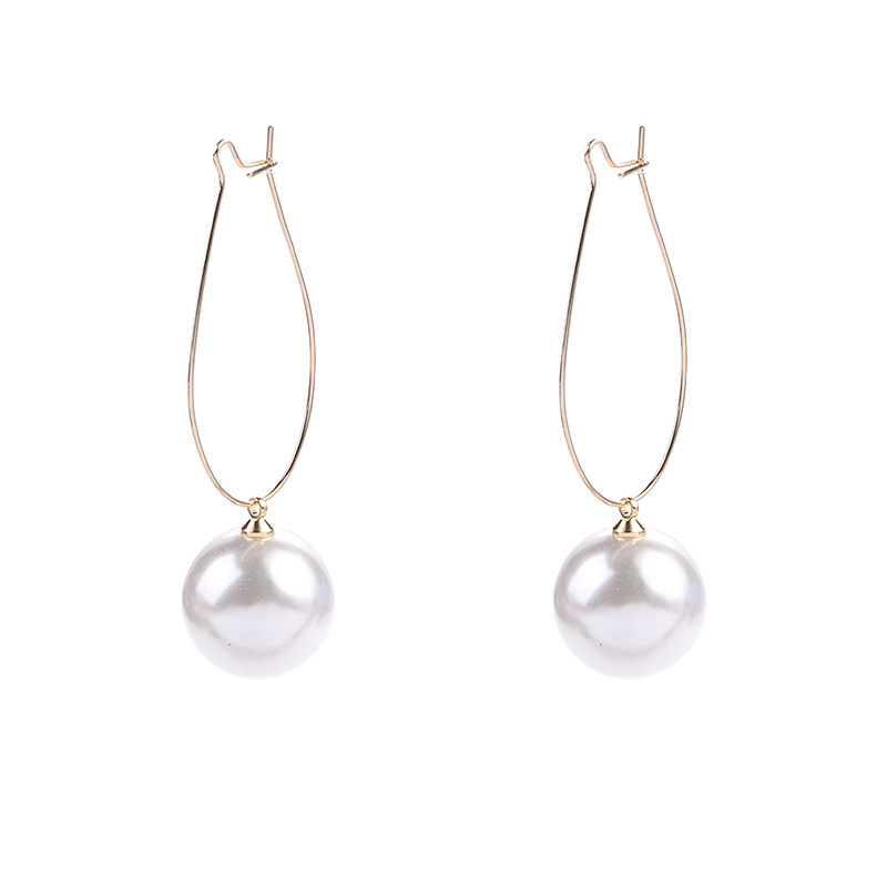 A simple and versatile pearl earring, gentle and elegant, intellectual mid-length earrings, Korean personalized earrings, stud earrings, for women full figure
