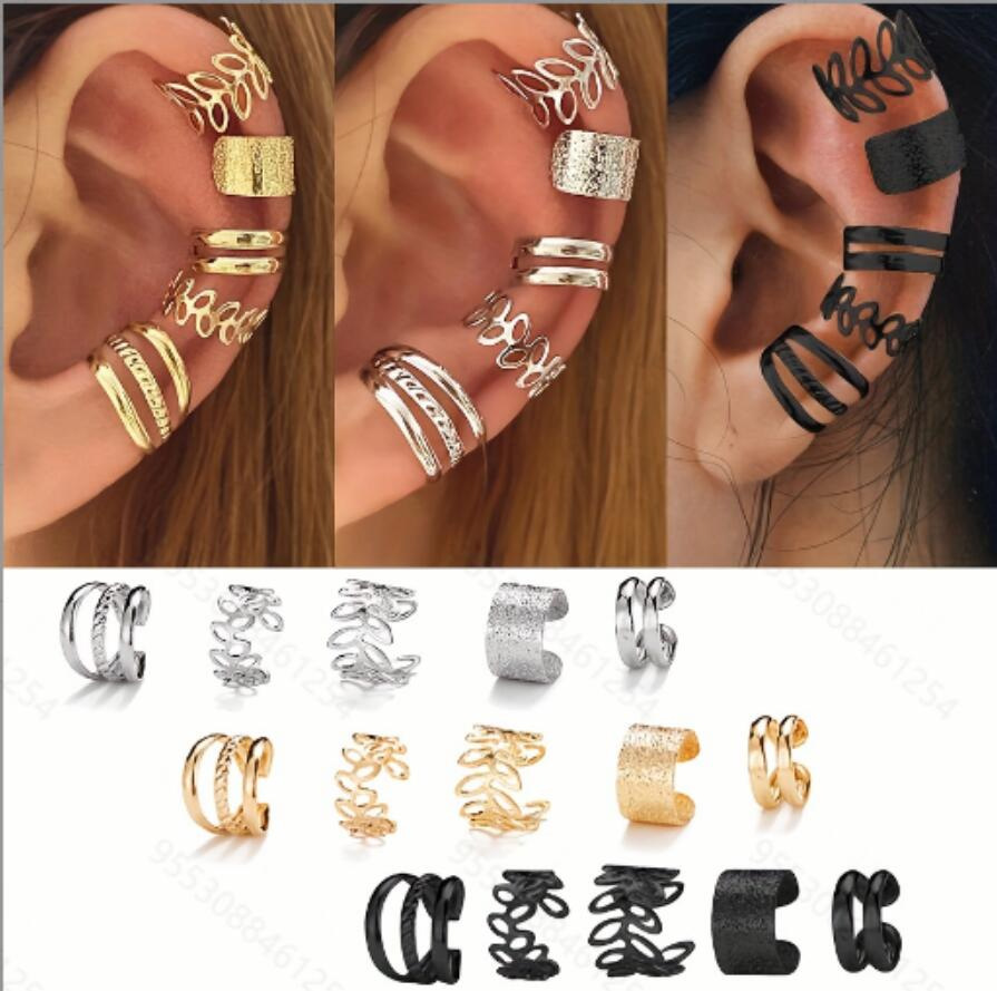 Cross-border European and American accessories, fashionable and high-end flower ear clip set, 15-piece set, women's ear clips without ear holes, hot-selling accessories full figure