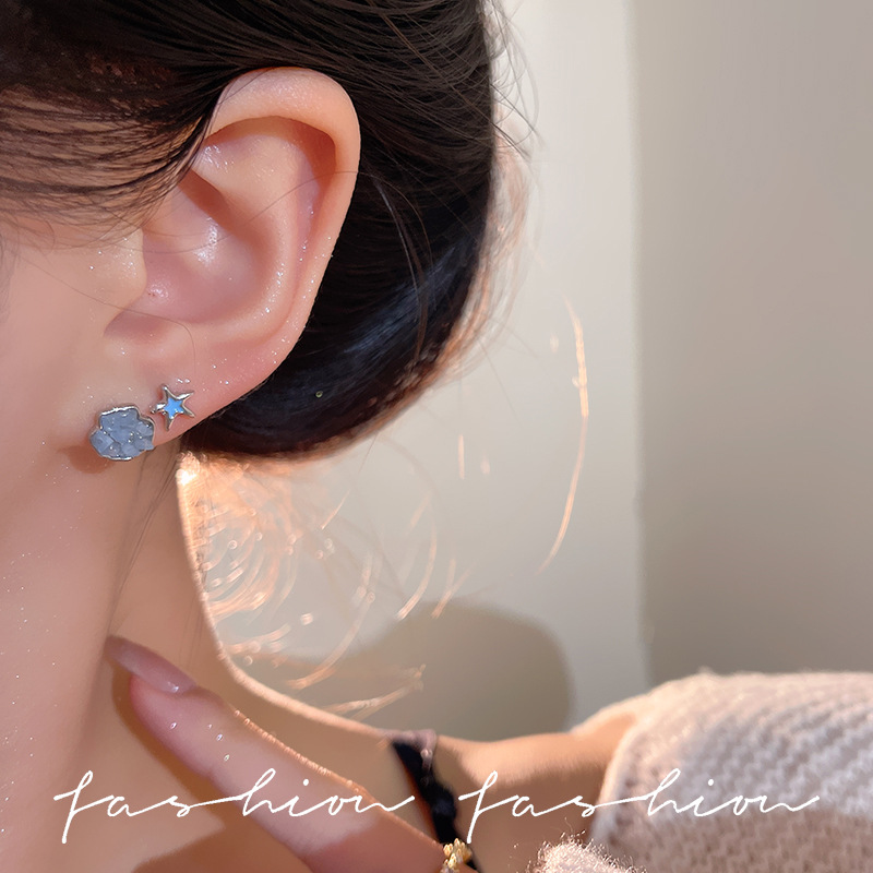 Three-piece set of exquisite star-shaped fishtail stud earrings, high-end and elegant, versatile earrings, women's light luxury and niche earrings wholesale Application Scenario