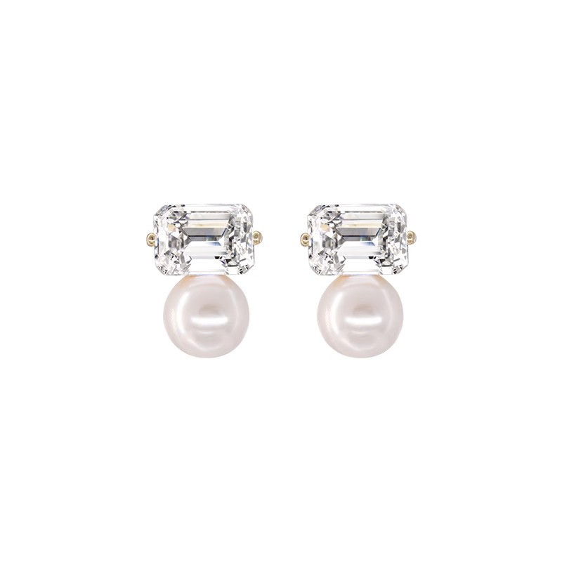 Pure Desire Aesthetic Zircon pearl stud earrings for women, simple, light luxury and fashionable earrings, niche design, elegant and versatile earrings Item Picture