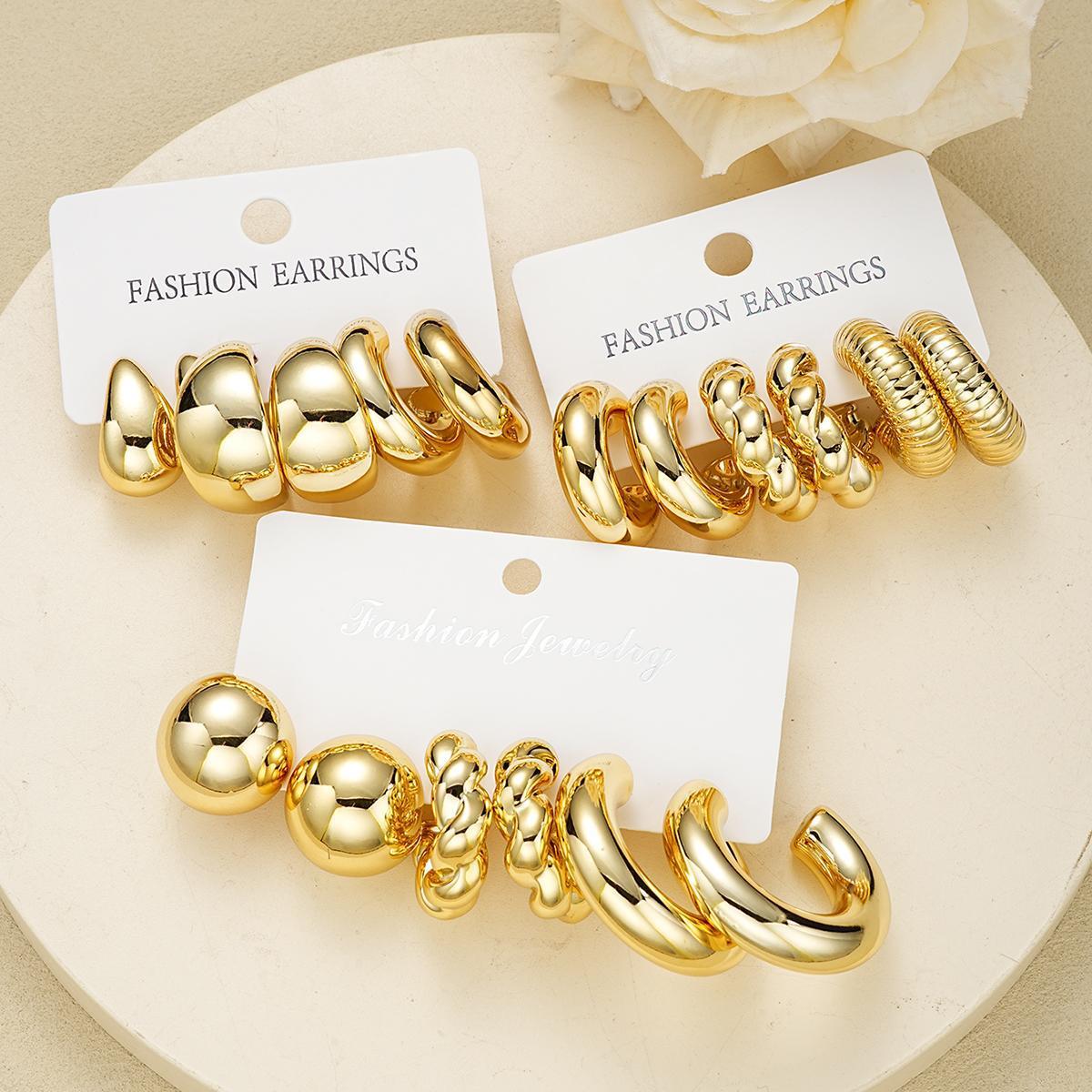 Cross-border best-selling earring set: European and American ins style metal geometric twist earring set earrings earrings Specification drawing