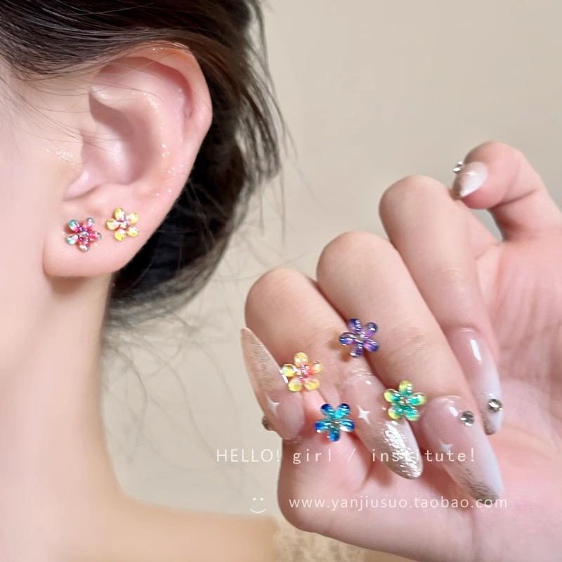 Gradient Summer ~ Colorful Dopamine flower Stud earrings for women, summer earrings, 2025 new style earrings full figure