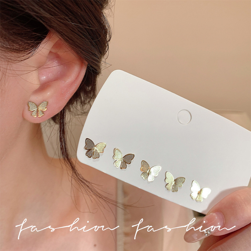 Japanese and Korean Little Butterfly set ear studs, daily small and exquisite ear care accessories wholesale 2025 New style bestsellers details Picture