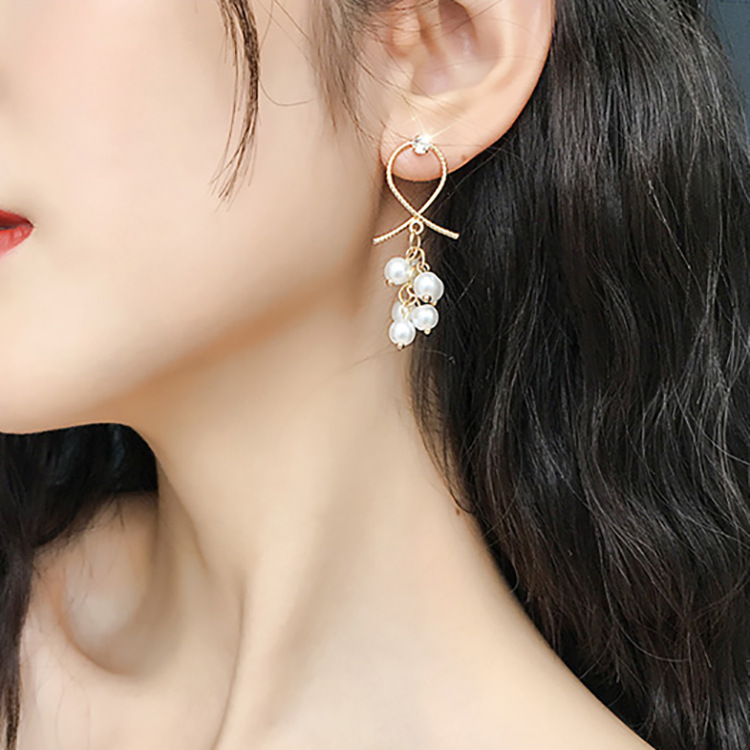 925 Silver Needle High-gloss pearl earrings for women, new trendy stud earrings, elegant long style, popular Korean earrings and earrings Specification drawing