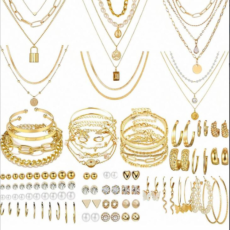 A new cross-border jewelry set featuring fashionable, elegant and creative zircon imitation pearl alloy jewelry for women, totaling 108 pieces Item Picture