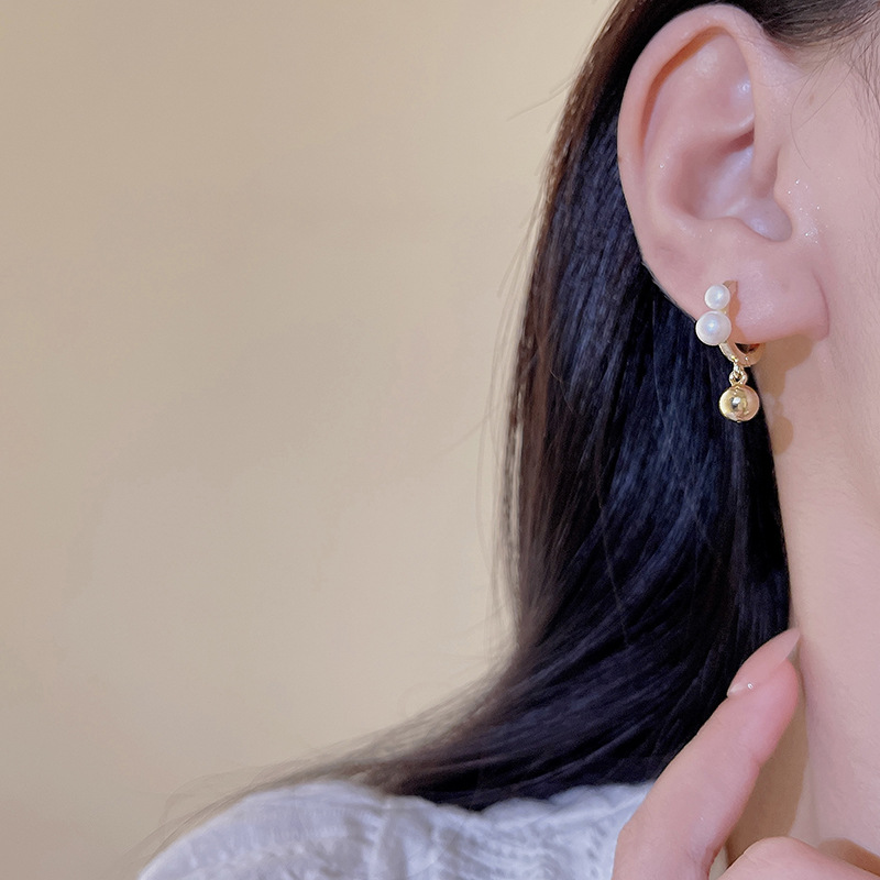 S925 Silver needle pearl ear rings: French high-end, niche, ins style, fashionable and versatile, elegant and grand, light luxury earrings for women Specification drawing