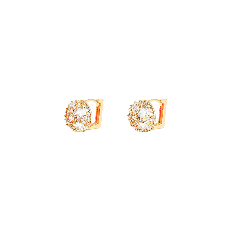 New 2023 niche, high-end, fashionable and exquisite full-diamond checkered pattern, versatile, light luxury, small ear ring earrings and accessories Item Picture