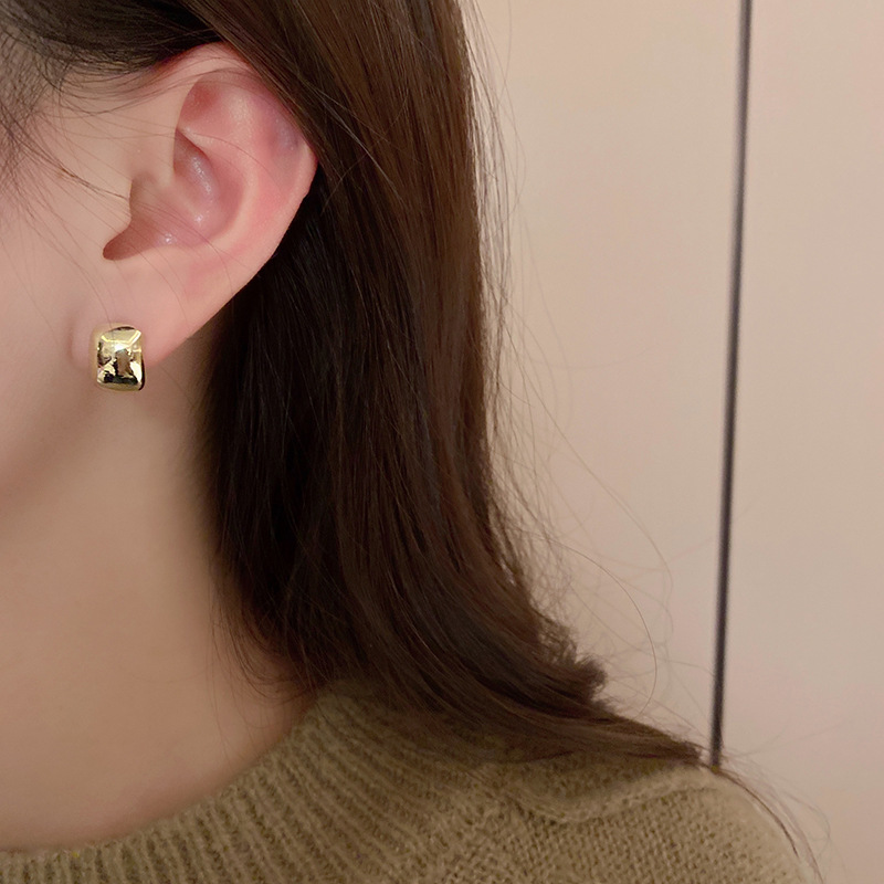 S925 Silver Needle Korean simple metal style earrings, female Internet celebrity style stud earrings, small, retro and high-end earrings Application Scenario