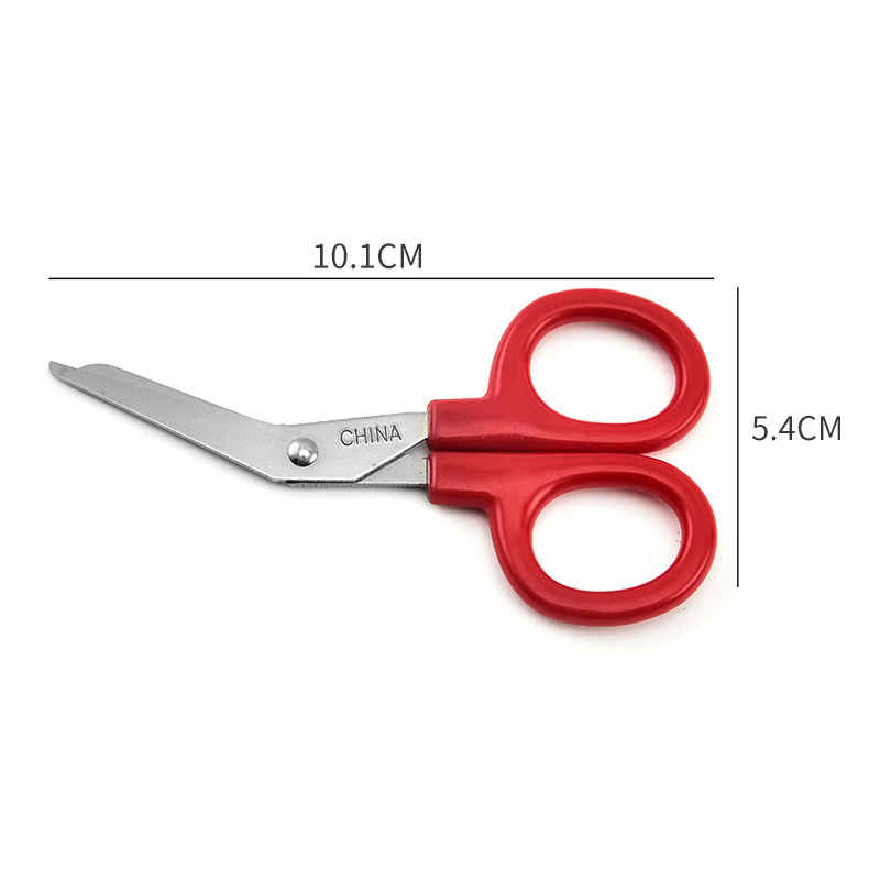 Wholesale small stainless steel elbow gauze scissors, first aid kit accessories, multi-purpose scissors for home use Specification drawing