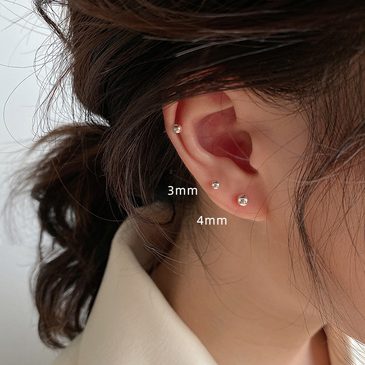 925 Silver Needle Round Bead Ear studs, a new bestseller for women in 2025, with a high-end feel for nourishing ears and ear bone studs, a popular ear accessory Application Scenario