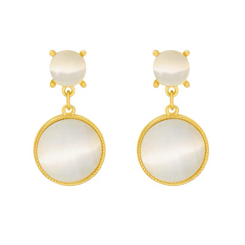 S925 Silver Needle round cat's eye stone earrings, new style earrings, Korean Internet celebrity style women's earrings, commuter style earrings Item Picture