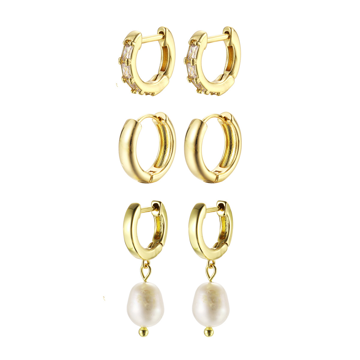 Golden ear rings for ladies, European and American retro style pearl pendant earrings, cross-border diamond-encrusted ear buckles, fashionable earrings and earrings full figure