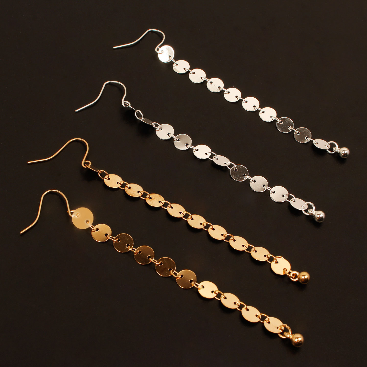 European and American cross-border accessories are selling well. Fashionable and simple sequined earrings, Bohemian handcrafted exaggerated stud earrings and ear strings Specification drawing