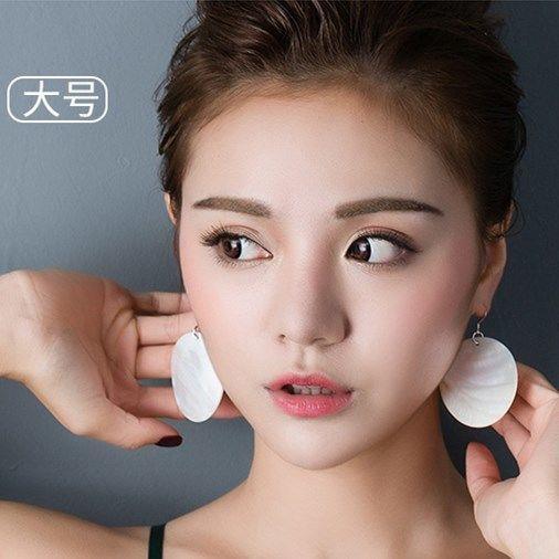 Round imitation shell earrings, Korean style, long, super ethereal, simple and individual, versatile earrings, trendy stud earrings, earrings for women full figure