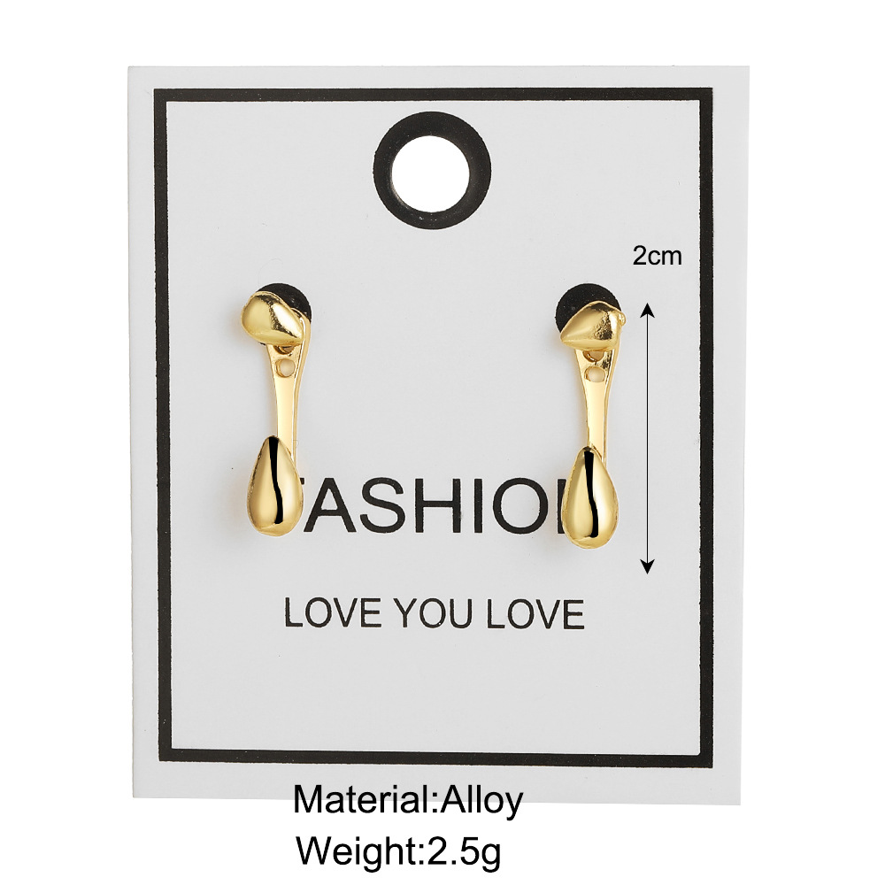 Design sense metal pearlescent surface teardrop-shaped niche stud earrings for women's ins, high-end niche metal sweet and cool stud earrings details Picture