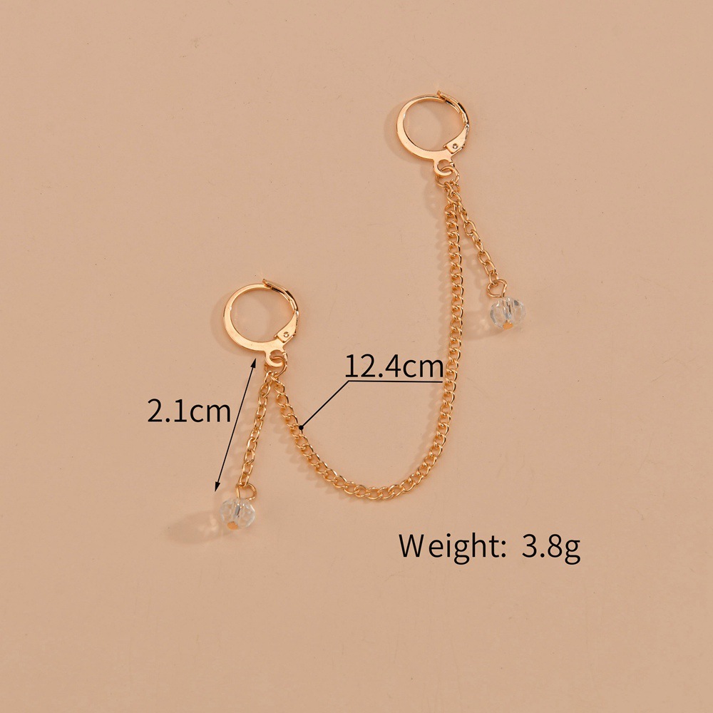 European and American style exaggerated water diamond chain tassel alloy women's double ear hole earrings and accessories Application Scenario