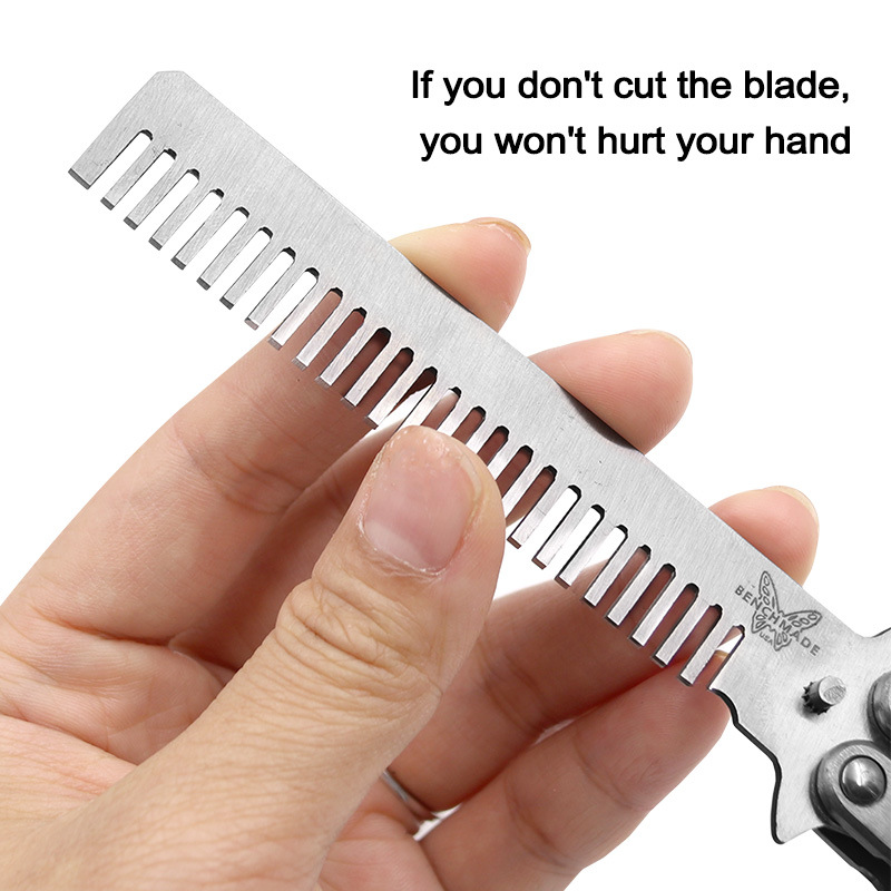 Camping practice butterfly comb stainless steel outdoor practice foldable comb uncut butterfly comb practice knife single tip details Picture