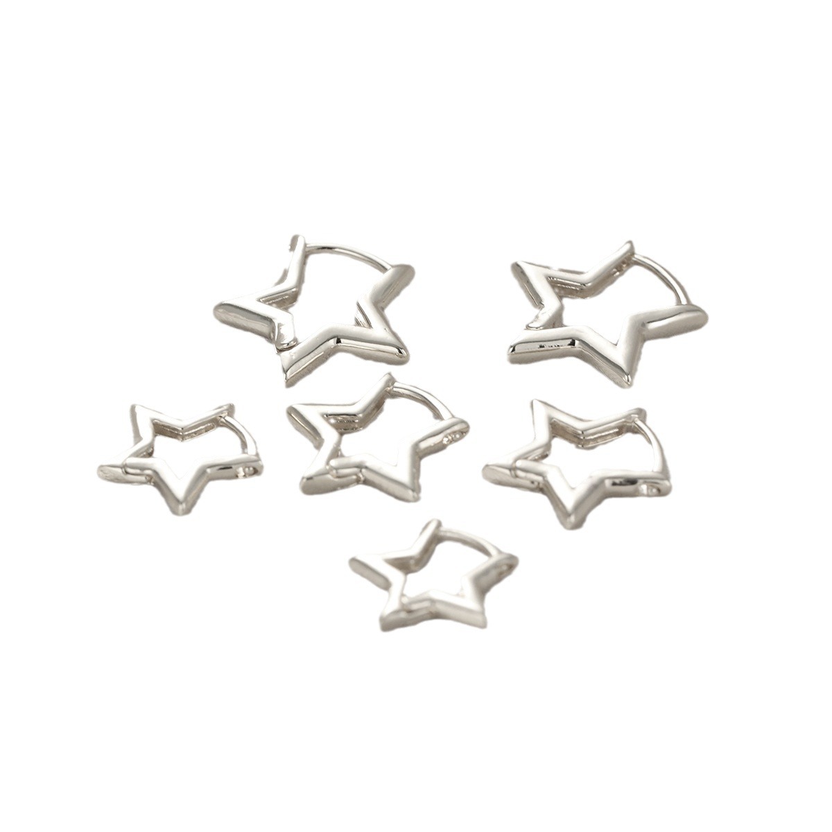 A set of 3-piece copper five-pointed star earrings in a minimalist and versatile style for cross-border fashion from Europe and America Item Picture