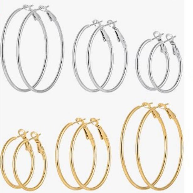 Cross-border European and American jewelry fashion bestsellers, personalized circle exaggerated earrings, women's earrings, C-shaped circle earrings 6-piece set full figure