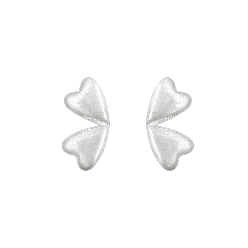 Lace four-leaf heart-shaped double set earrings for women, simple European and American fashion, cold style earrings, retro, light luxury, high-end and trendy Item Picture